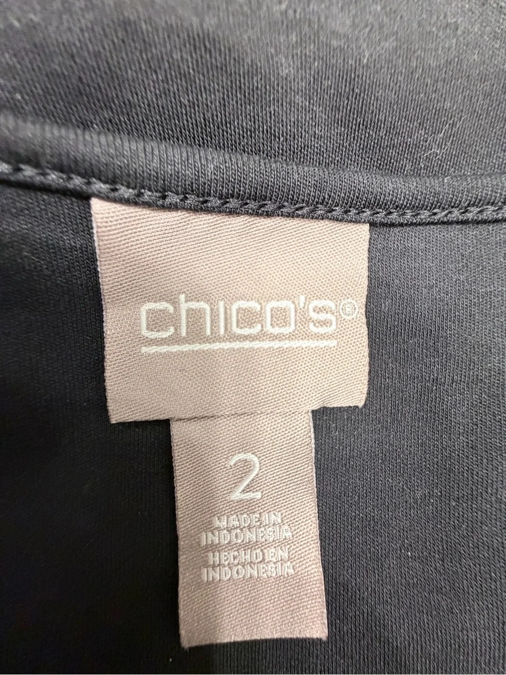Chico’s Black Studded Split Neck Top Sz 2/L